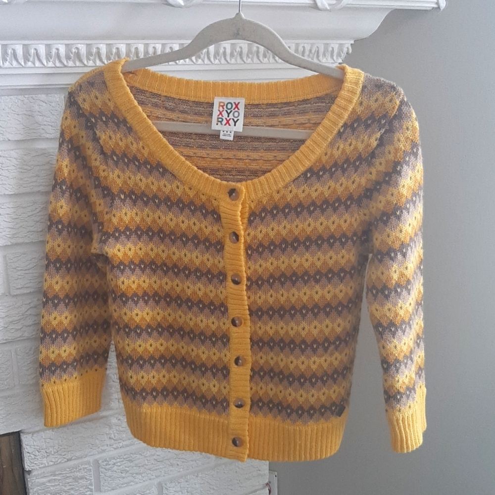 Women's Retro Roxy 3/4 sleeves Cardigan Size M